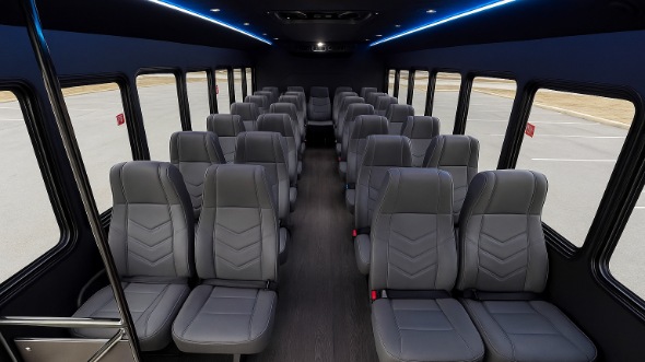 Interior of Charter Bus Company Des Moines's 20 Passenger Minibus in Des Moines