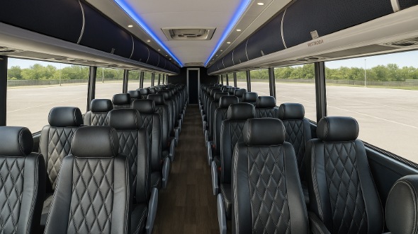 Interior of Charter Bus Company Omaha's 55 Passenger Charter Bus in Omaha