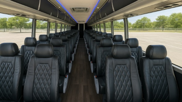 Interior of Charter Bus Company Omaha's 56 Passenger Charter Bus in Omaha